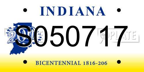 S050717 Indiana License Plate