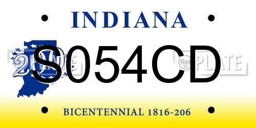 S054CD Indiana License Plate