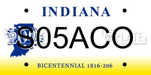 S05ACO Indiana License Plate