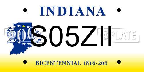 S05ZII Indiana License Plate