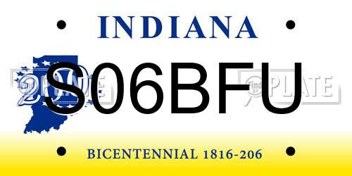 S06BFU Indiana License Plate