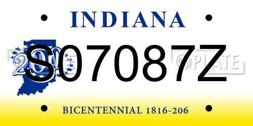 S07087Z Indiana License Plate
