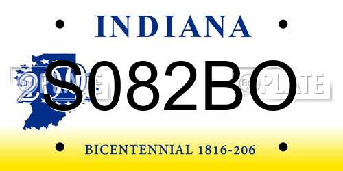S082BO Indiana License Plate