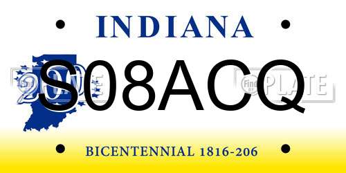 S08ACQ Indiana License Plate