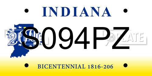 S094PZ Indiana License Plate
