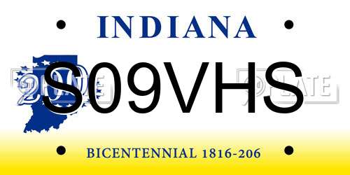 S09VHS Indiana License Plate