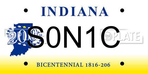 S0N1C Indiana License Plate