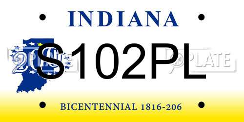 S102PL Indiana License Plate