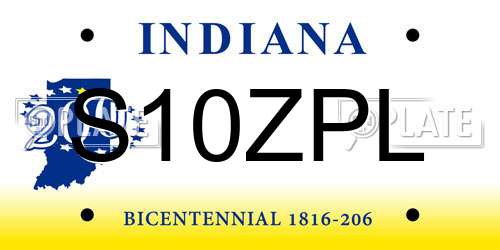 S10ZPL Indiana License Plate