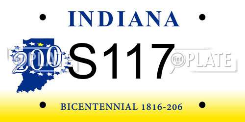 S117 Indiana License Plate