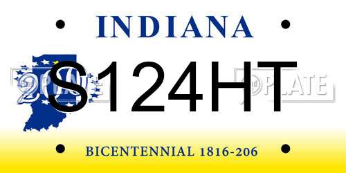 S124HT Indiana License Plate