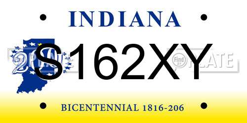 S162XY Indiana License Plate