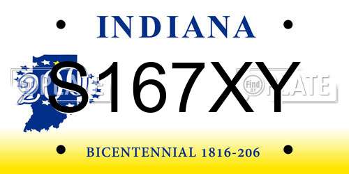 S167XY Indiana License Plate