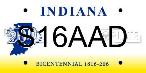S16AAD Indiana License Plate