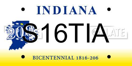 S16TIA Indiana License Plate