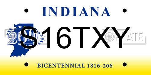 S16TXY Indiana License Plate