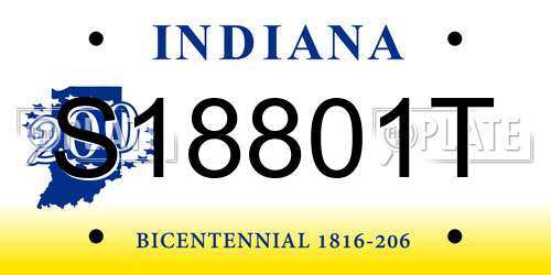 S18801T Indiana License Plate