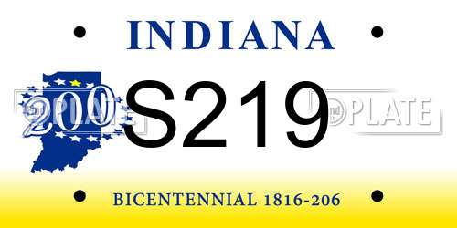 S219 Indiana License Plate