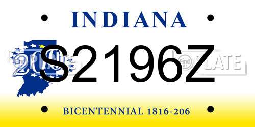 S2196Z Indiana License Plate