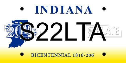 S22LTA Indiana License Plate