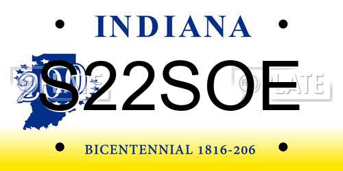 S22SOE Indiana License Plate
