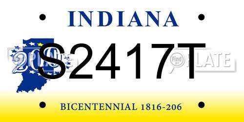 S2417T Indiana License Plate