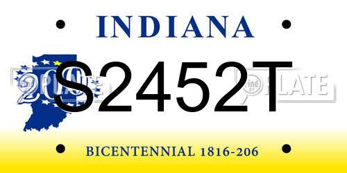 S2452T Indiana License Plate
