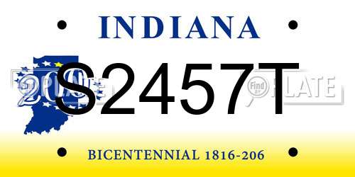 S2457T Indiana License Plate