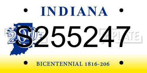 S255247 Indiana License Plate