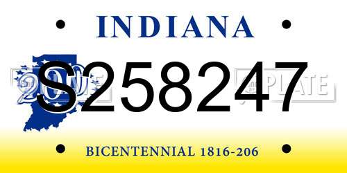 S258247 Indiana License Plate