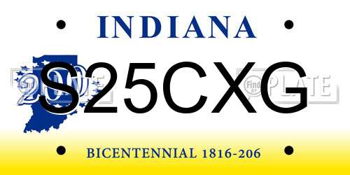 S25CXG Indiana License Plate