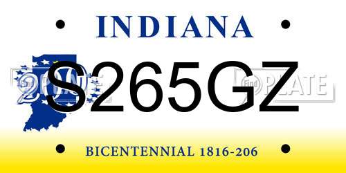 S265GZ Indiana License Plate