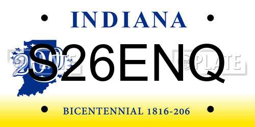 S26ENQ Indiana License Plate
