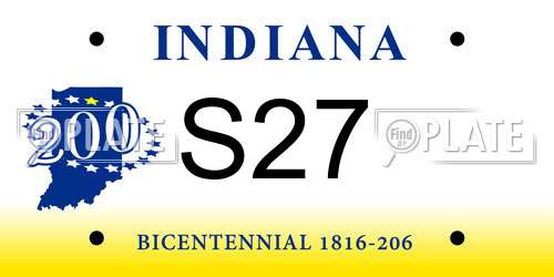S27 Indiana License Plate