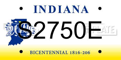 S2750E Indiana License Plate