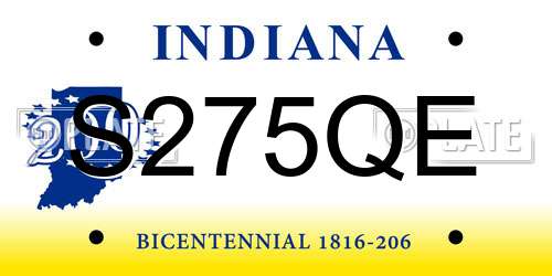 S275QE Indiana License Plate