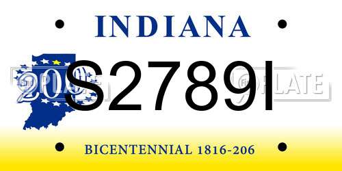 S2789I Indiana License Plate
