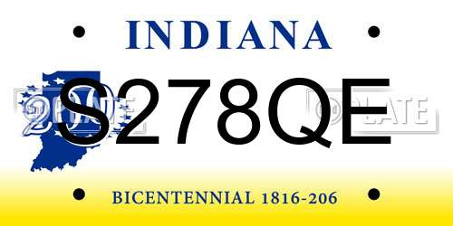 S278QE Indiana License Plate
