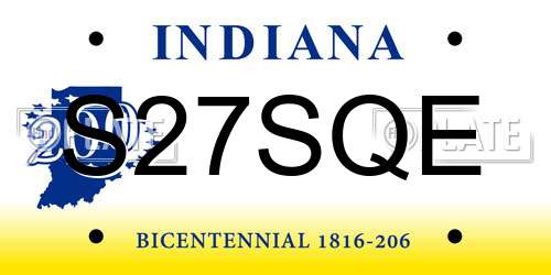 S27SQE Indiana License Plate