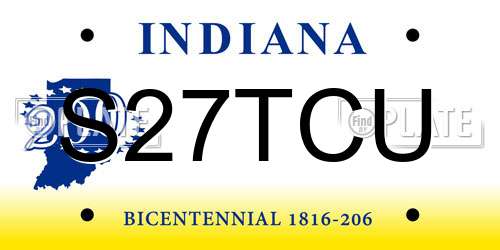 S27TCU Indiana License Plate