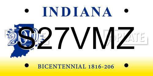 S27VMZ Indiana License Plate