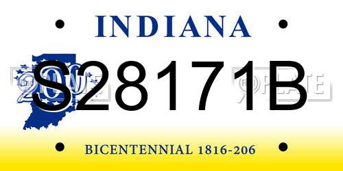 S28171B Indiana License Plate