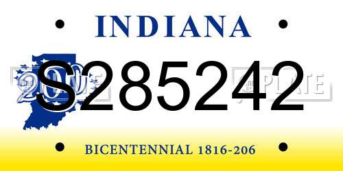 S285242 Indiana License Plate