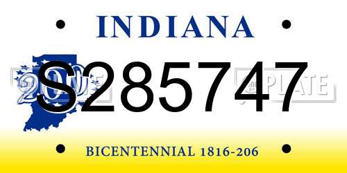 S285747 Indiana License Plate