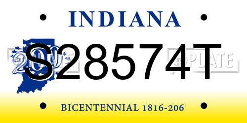 S28574T Indiana License Plate
