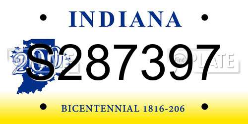 S287397 Indiana License Plate