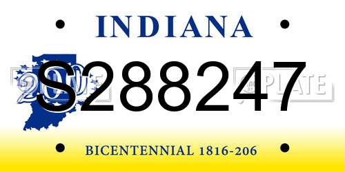 S288247 Indiana License Plate