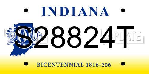 S28824T Indiana License Plate