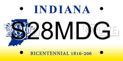 S28MDG Indiana License Plate