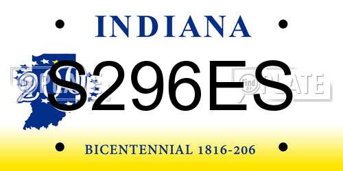 S296ES Indiana License Plate